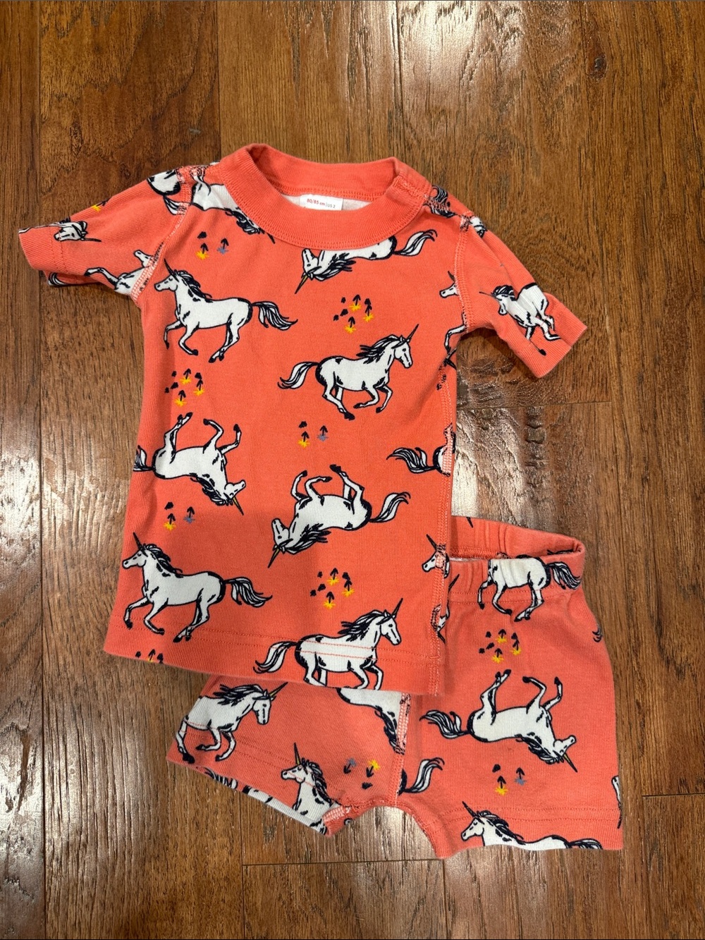 Hanna Andersson Coral Unicorn Short Pajama Set
